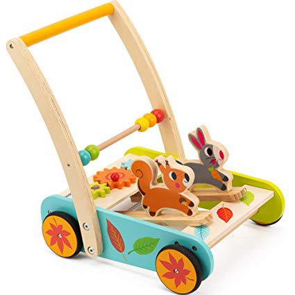 cossy Wooden Baby Learning Walker Toddler Toys for 1-Year-Old Rabbit and Roll Cart Push and Pull Toy