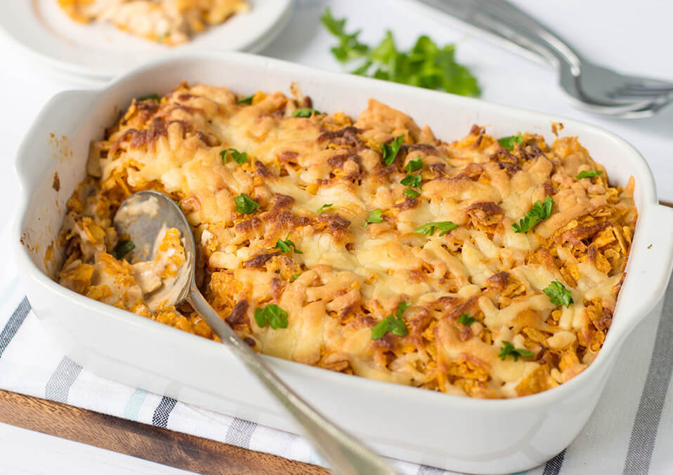 Queso chicken bake