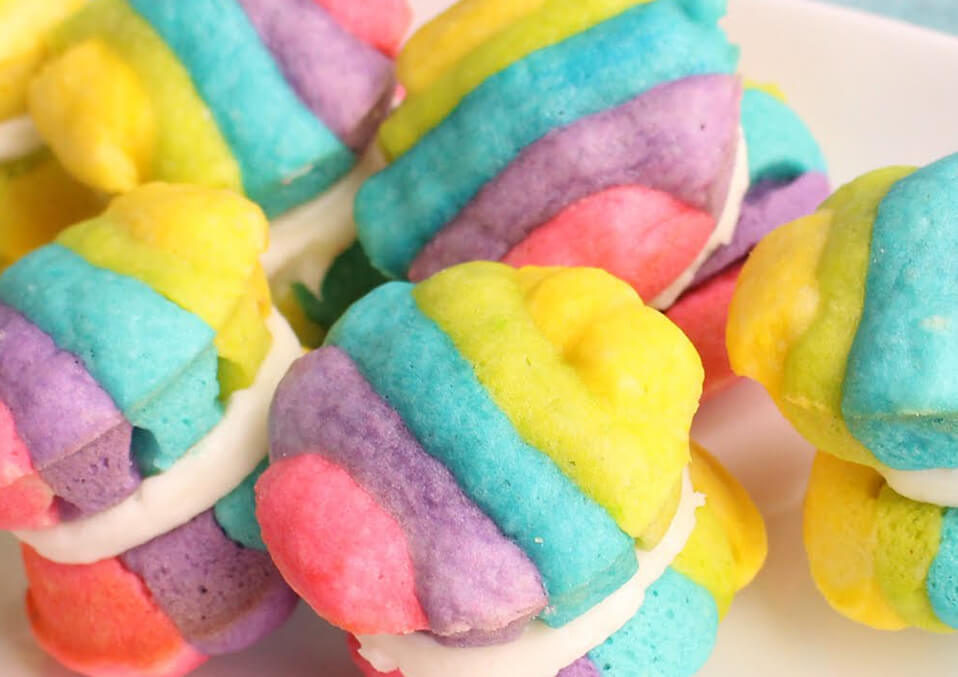 Rainbow whoopie pies 