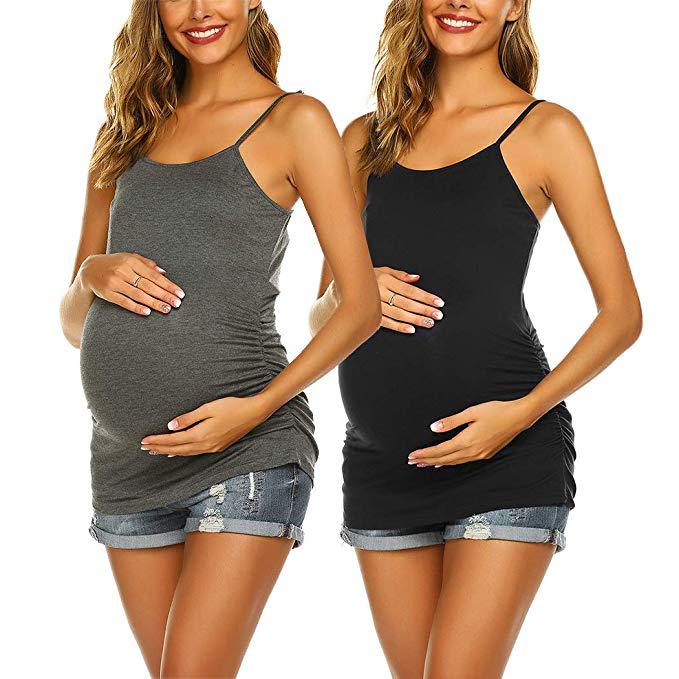 Iusun Womens Maternity Tops Rainbow Baby Printed Sleeveless Plus Size T-Shirt Mom Nursing Breastfeeding Pregnants Summer Cloth